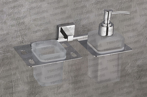 Tumbler Holder With Liquid Soap Dispenser